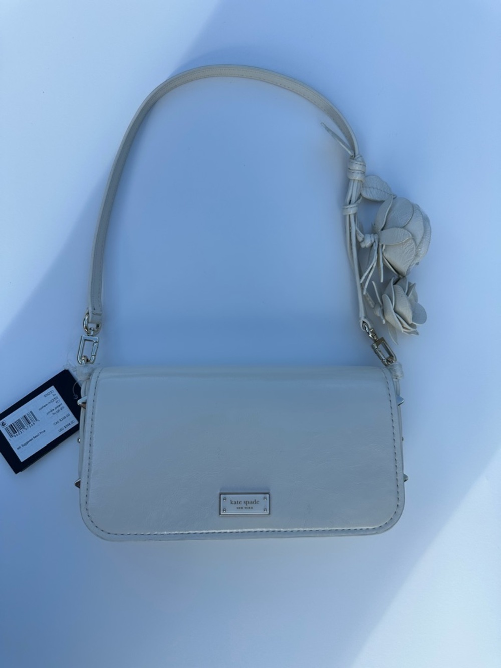 kate spade LIV shoulder bag Cream Leather with Floral Tassel